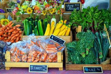 Organic Vegetables Carrots Kale Zucchini