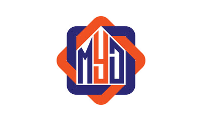 MYD three letter real estate logo with home icon logo design vector template | construction logo | housing logo | engineering logo | initial letter logo | minimalist logo | property logo | - obrazy, fototapety, plakaty