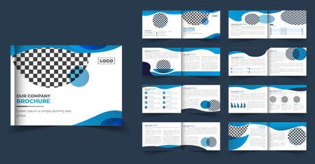16 pages landscape company profile brochure design or multipage brochure template design