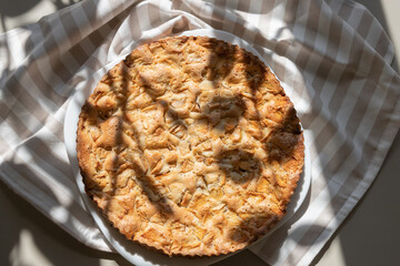 Homemade apple pie top view