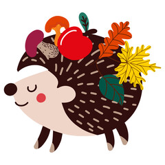 hedgehog with fruits and vegetables 