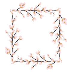 square frame made of willow twigs