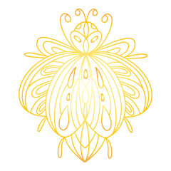 Golden beetle in linear style 