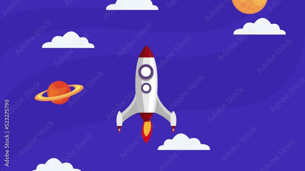 Wall mural rocket flying space universe scene