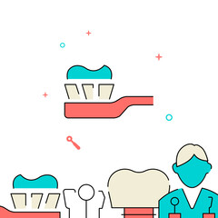 Toothbrush filled line vector icon, simple illustration, related bottom border.