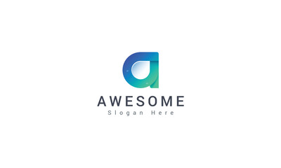 Letter a creative 3d minimalistic awesome logo