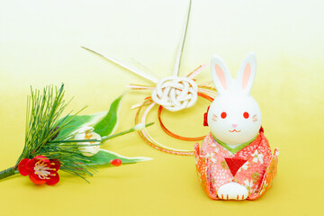 写真素材:令和5年・2023年の干支は卯（う・うさぎ）　卯年の年賀状素材（和風、和紙、千代紙、お正月小物等）