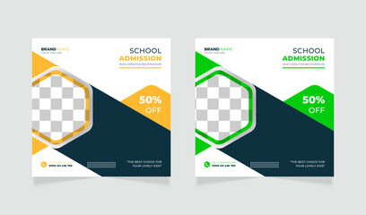 School admission social media banner design template 
