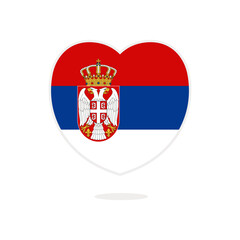 Flag of Serbia in the shape of a heart on a white background. Serbia flag vector illustration