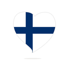 Obraz premium Flag of Finland in the shape of a heart on a white background. Finland flag vector illustration