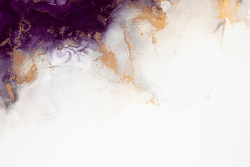Marble ink abstract art from exquisite original painting for abstract background . Painting was painted on high quality paper texture to create smooth marble background pattern of ombre alcohol ink . © InfiniteFlow