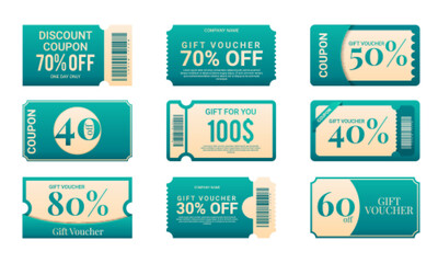 Set of Template Coupon. Vector Illustration