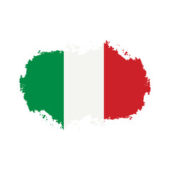 Flag of Italy, brush stroke background. Painted texture. Italian grunge flag