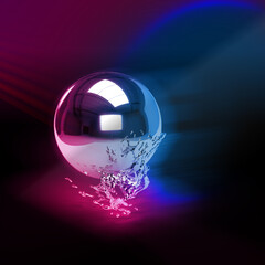 3d rendering di una sfera con uno schizzo d'acqua © sonia_ohido_art