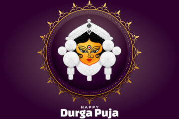 Happy Durga Puja India festival holiday background. Vector Illustration.
