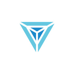 triangle blue diamond core symbol logo vector