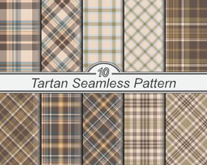 Set vector check plaid colored pattern.