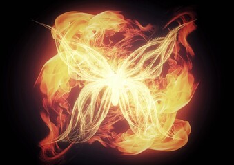 蝶の形に燃える炎のイラスト