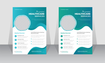 Corporate healthcare service and medical flyer a4 size design template for print