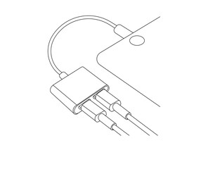 mobile charger converter vector line art. Headphone converter Vector Art. USB converter lustration. Wireless charger converter.