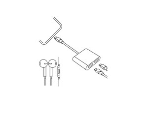 mobile charger converter vector line art. Headphone converter Vector Art. USB converter lustration. Wireless charger converter.