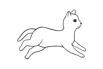 Lying cat black sketch. Playful cat in doodle style. Cute vector illustration isolated in white background