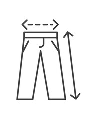 Dimensions of trousers, length and width vector