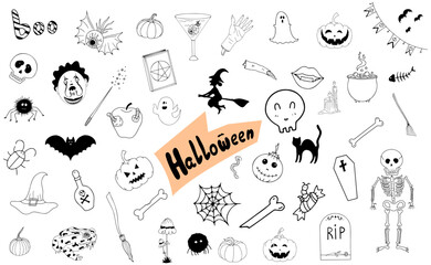 halloween doodle VECTOR set, HALLOWEEN ICONS
