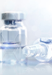 Close up shot of vaccine glass ampoules in a laboratory