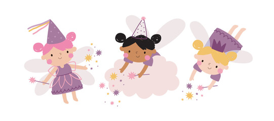 Cute cartoon Fairy - vector print. You are Magical. Cute Scandinavian little fairy print. Poster with fairy baby character