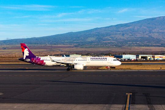 Hawaiian Airlines Airbus A321neo Taxiing At Kahului Airport