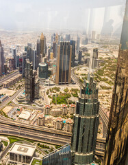 Fototapeta na wymiar Dubai, UAE - 07.18.2021 - Areal view of main road of UAE, Sheikh Zayed road.City
