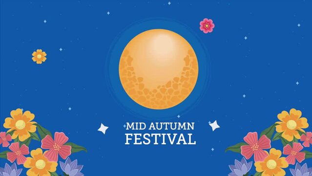 mid autumn festival lettering celebration animation