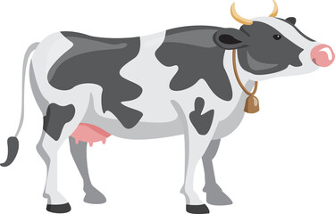 Set of animals. deer, tiger, elephant, buffalo, cow, horse, chicken, duck flat vectors isolated on white background.