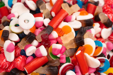 Tasty mix of jelly colorful candies.
