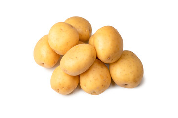 A group of fresh tasty potato isolated on white background.