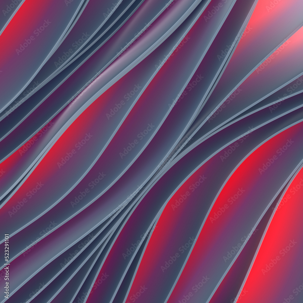 Poster Abstract wavy background with trendy colorful gradient. Modern digital illustration 3d rendering