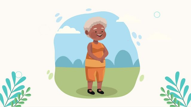 happy old woman character animation