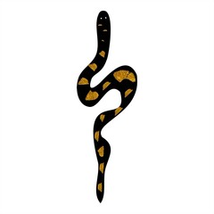 Fototapeta premium Silhouette of Snake . Tattoo. Black and gold silhouette snake.