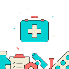 Fototapeta premium Doctor suitcase filled line vector icon, simple illustration, related bottom border.