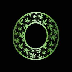 Letter O with marijuana leaf