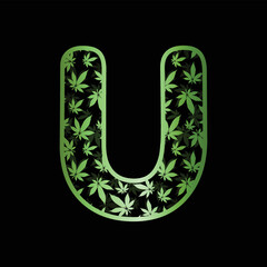 Letter U with marijuana leaf