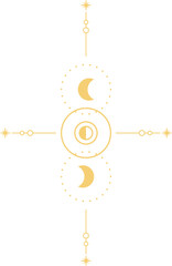 Moon line art. Celestial moon line art.