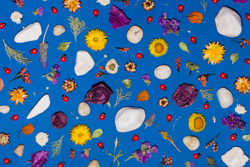 Blue and flowers pattern