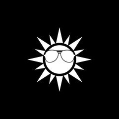 Sun wearing sunglasses icon isolated on dark background