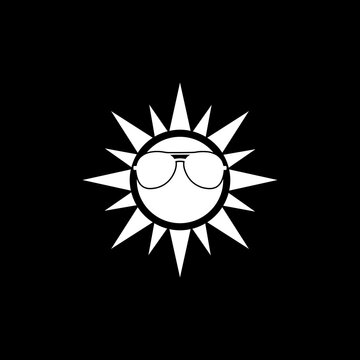 Sun wearing sunglasses icon isolated on dark background