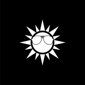 Sun wearing sunglasses icon isolated on dark background
