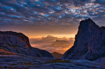 Sunrise at Rifugio Mulaz, Alta Via 2, Dolomites, Italy