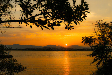 揖斐長良川河口の夕暮れ