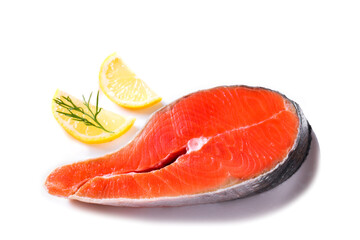 Raw salmon fish steak